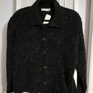 NWT Women's Relais  Vintage 90s Tweed Knit Cardigan Black/Blue/Tan One Size